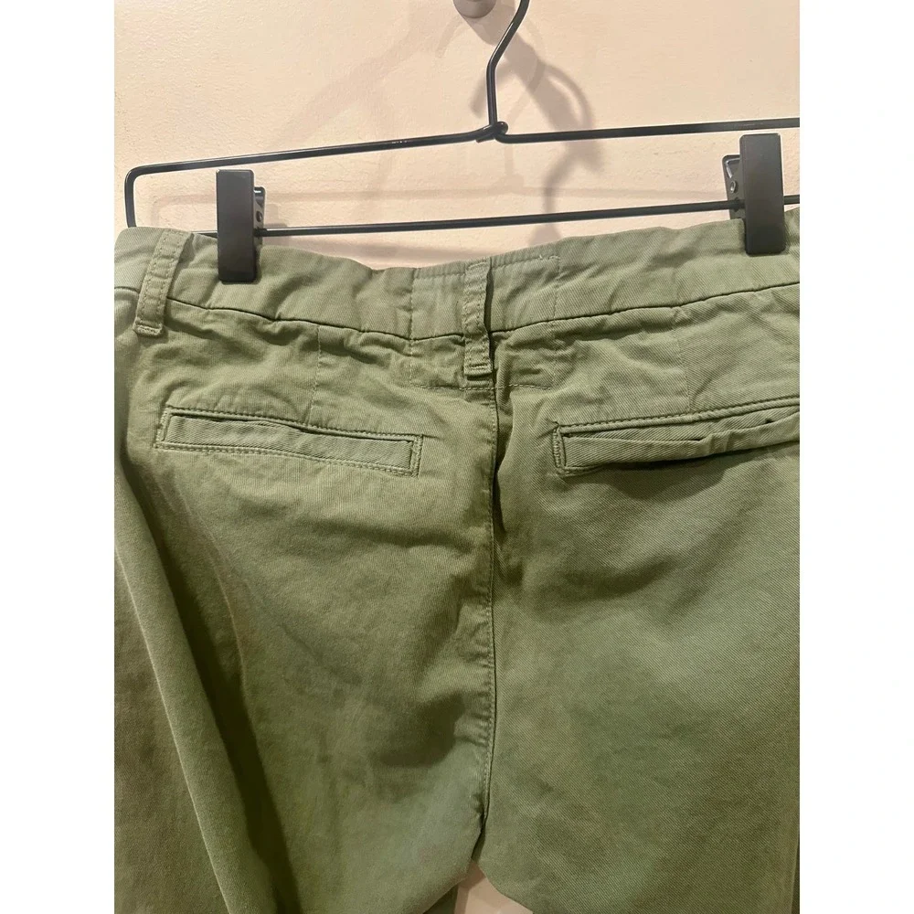 Frank & Eileen Wicklow Italian Chinos Sz 2 Green Twill Straight Leg Cropped $288